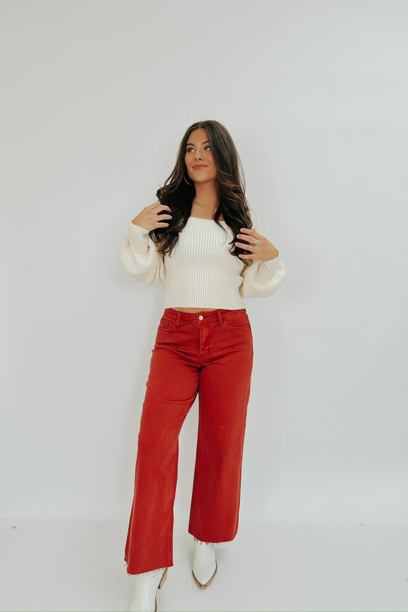 Olivia High Rise Crop Wide Leg Jeans