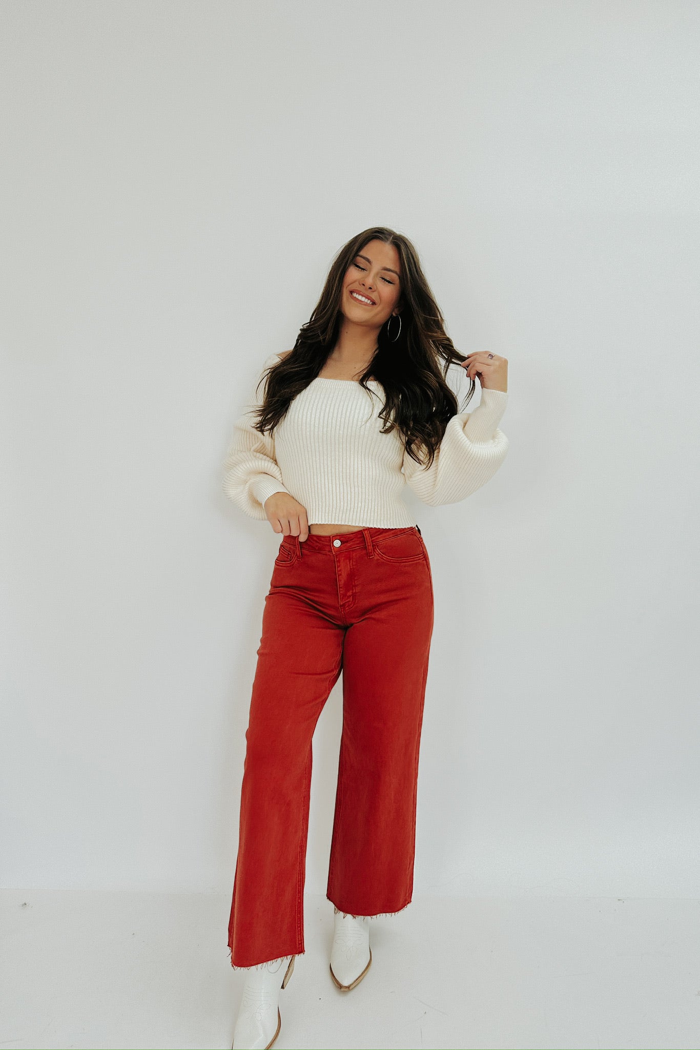 Olivia High Rise Crop Wide Leg Jeans