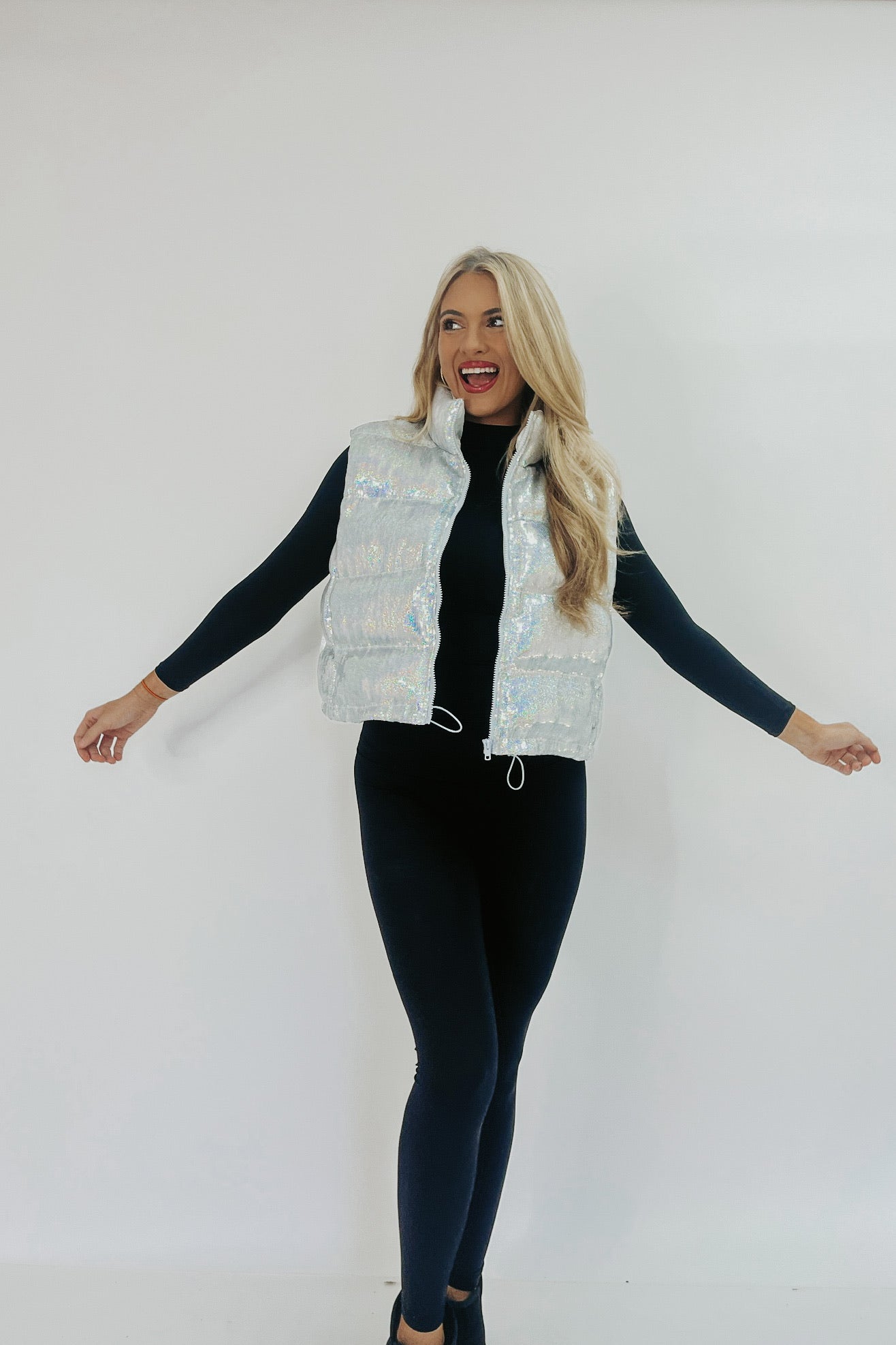 Don't Mess With Me Sequin Puffer Vest