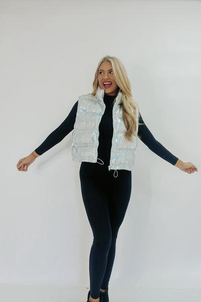 Don't Mess With Me Sequin Puffer Vest