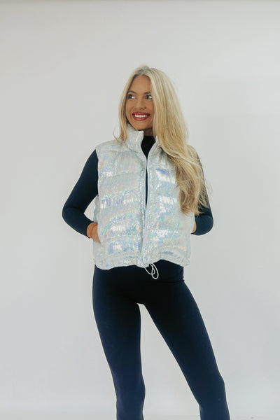 Don't Mess With Me Sequin Puffer Vest