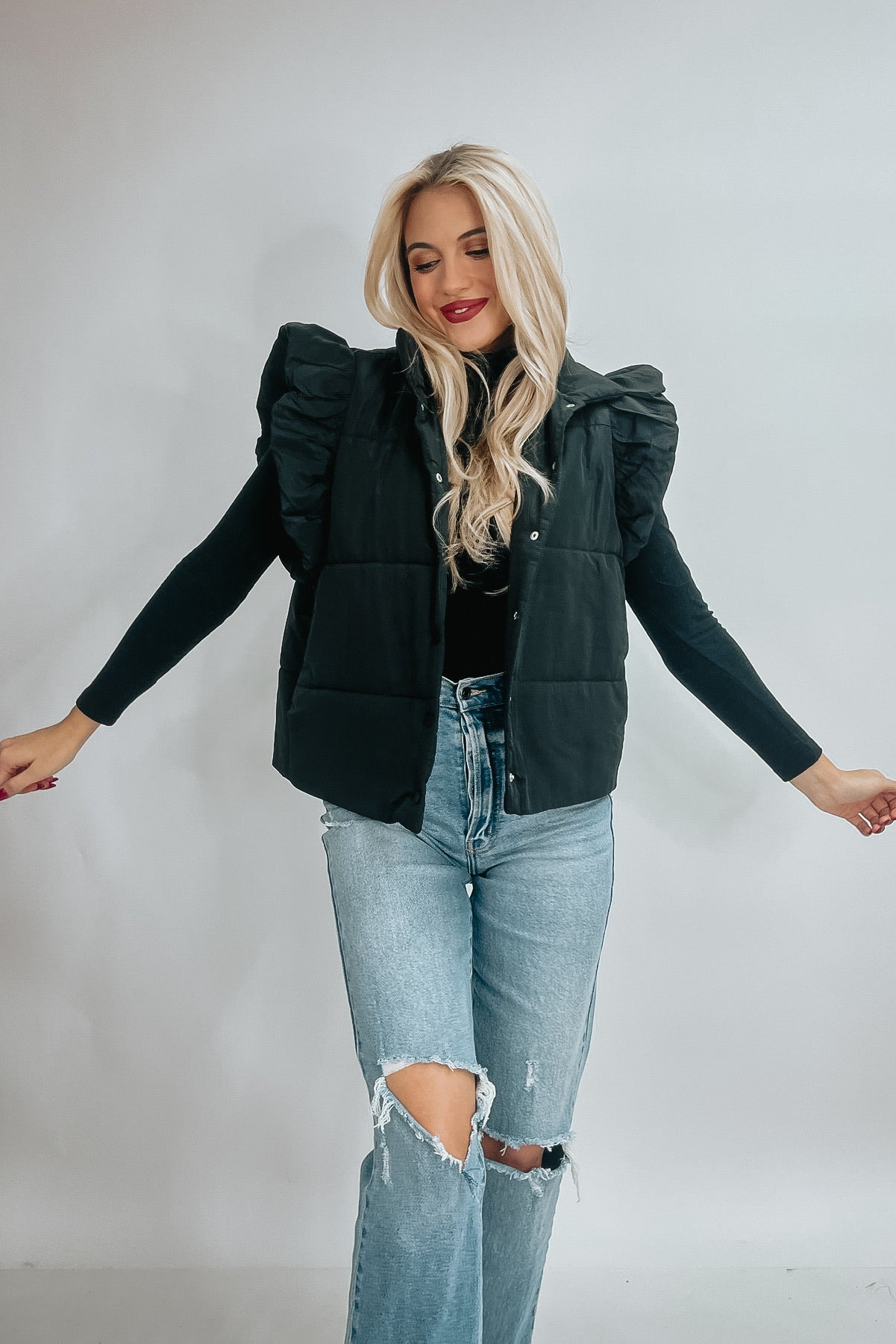 Mostly Sweet Ruffled Puffer Vest