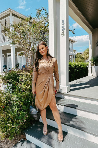 Sienna Satin Long Sleeve Dress