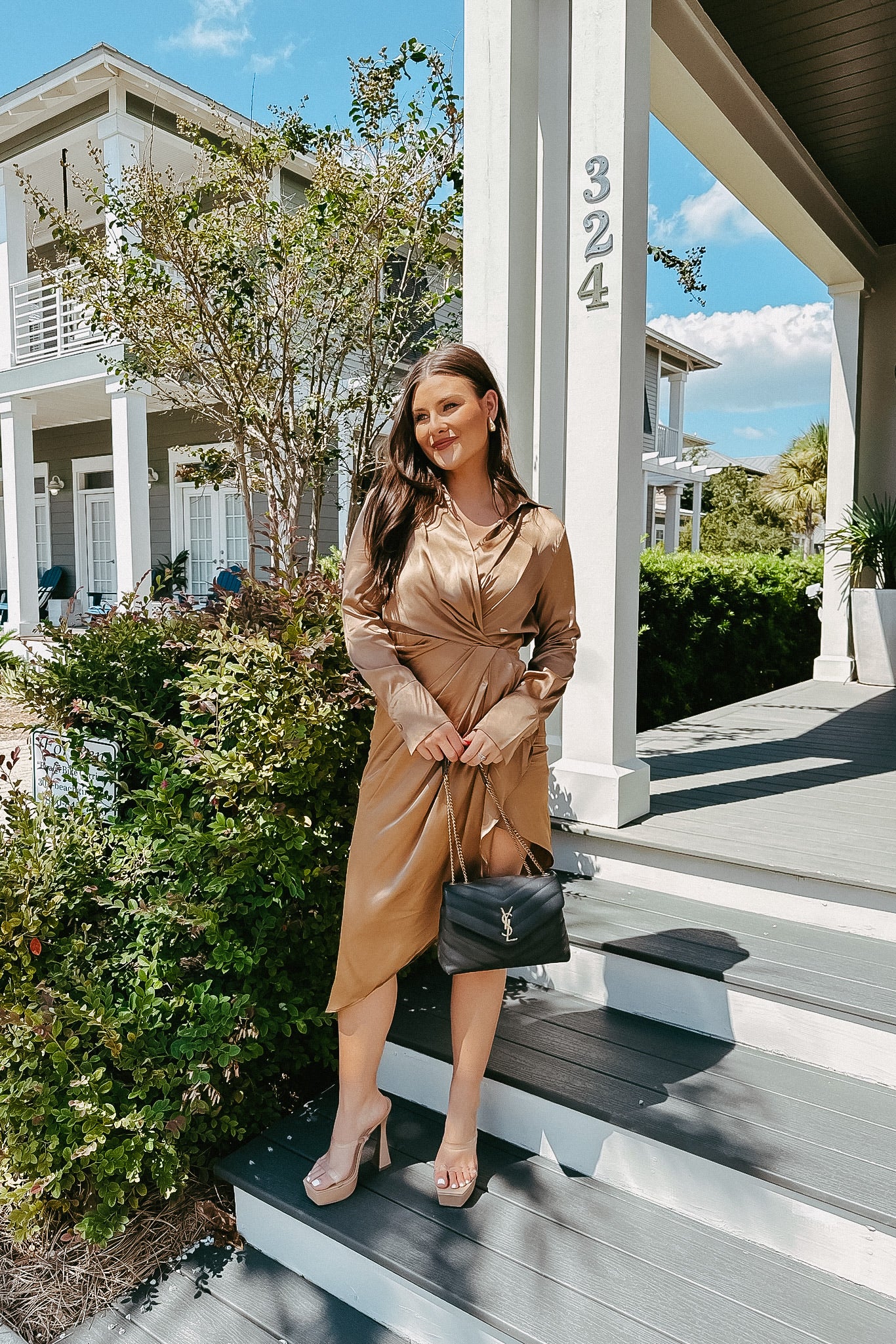 Sienna Satin Long Sleeve Dress
