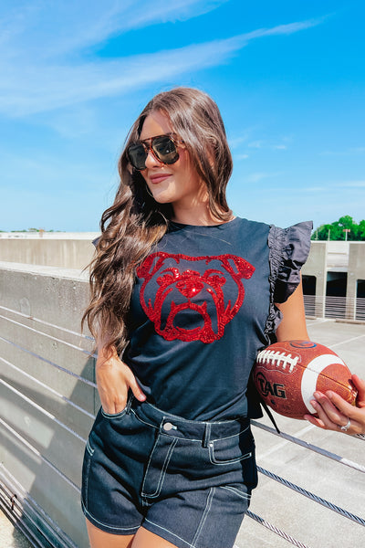 Ruffle Sleeve Sequin Top