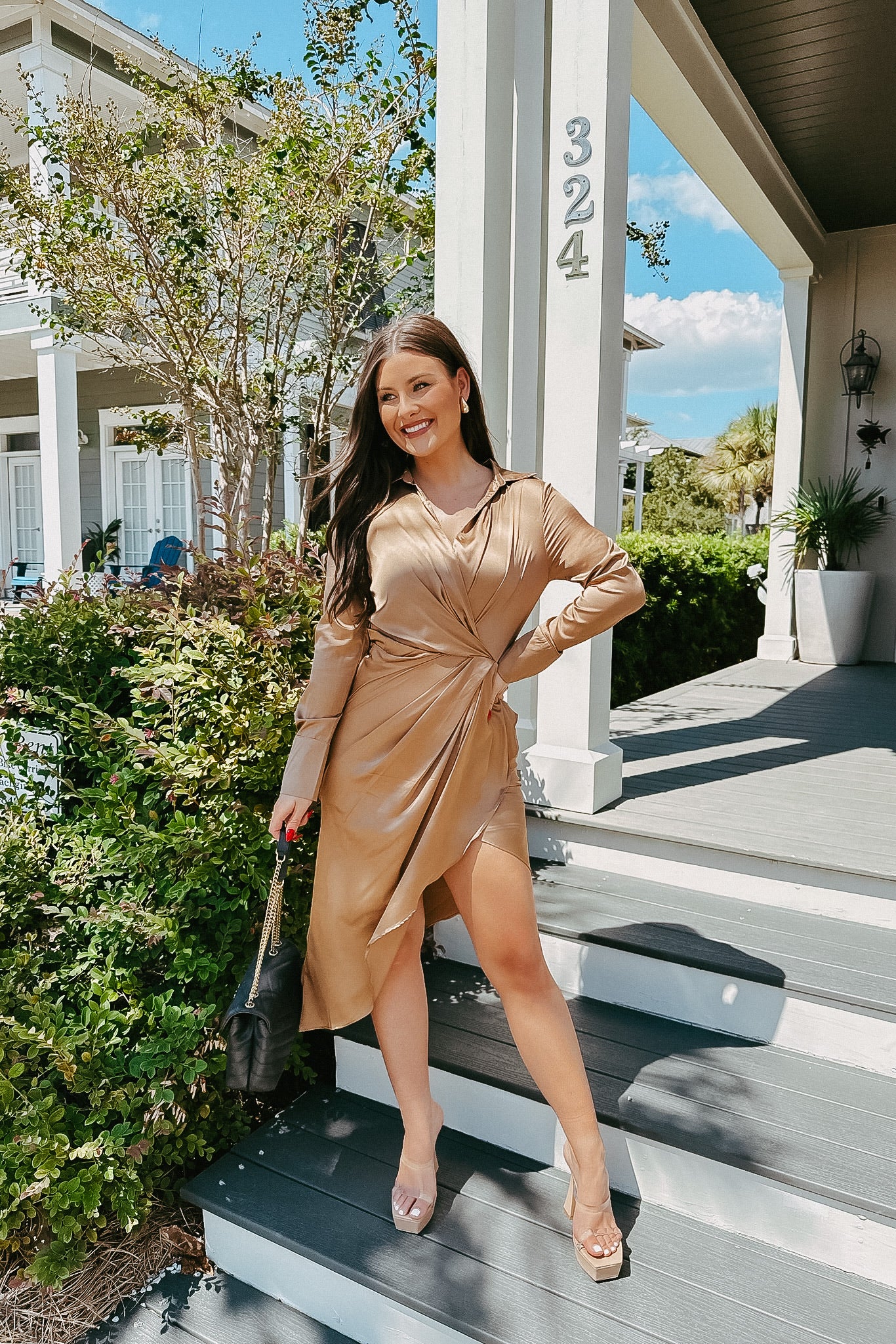 Sienna Satin Long Sleeve Dress
