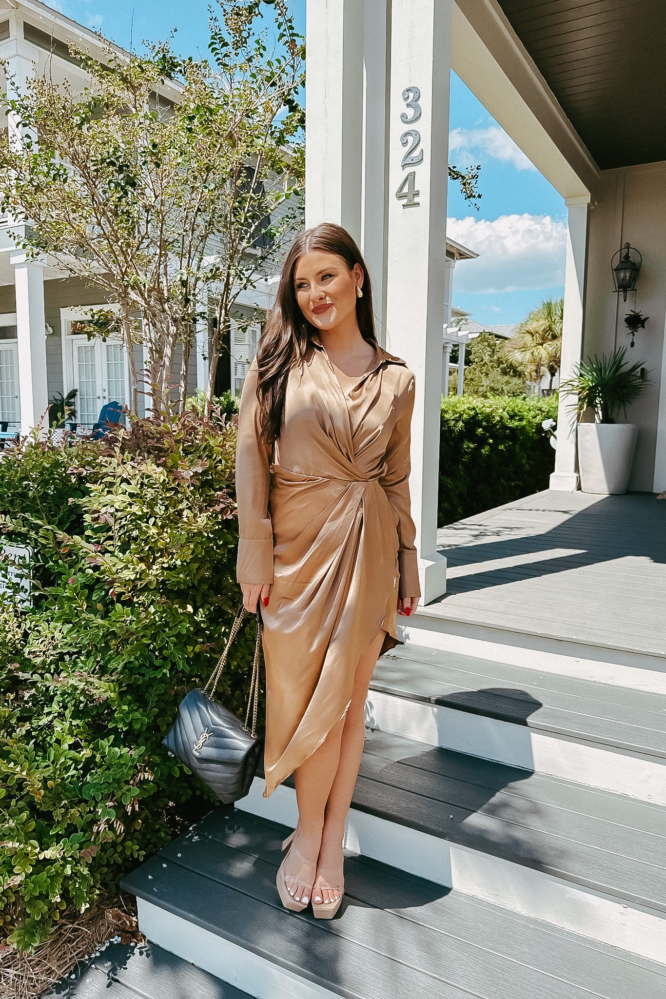 Sienna Satin Long Sleeve Dress