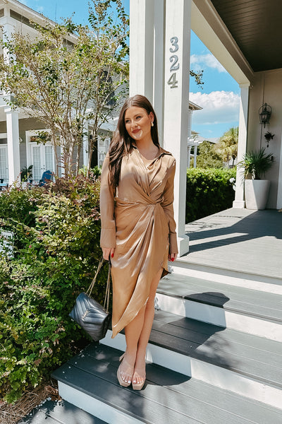 Sienna Satin Long Sleeve Dress
