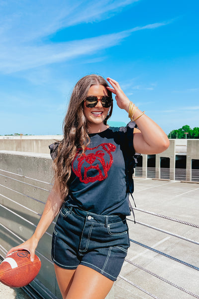 Ruffle Sleeve Sequin Top