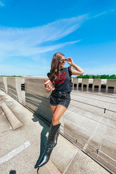 Ruffle Sleeve Sequin Top