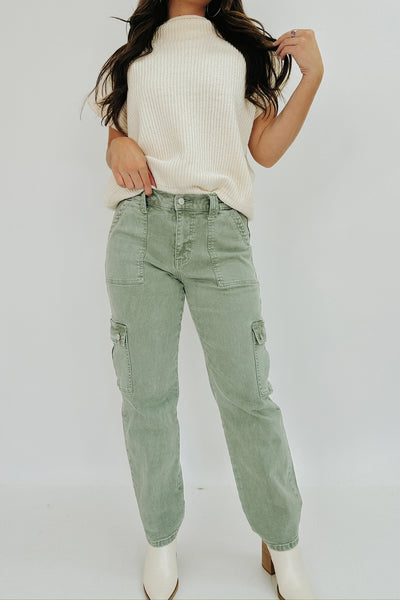 Dixie High Rise Straight Leg Cargo Jeans