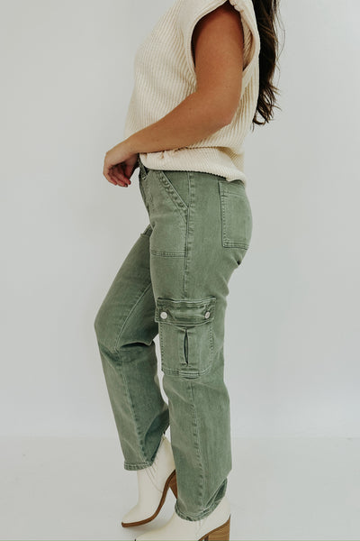 Dixie High Rise Straight Leg Cargo Jeans
