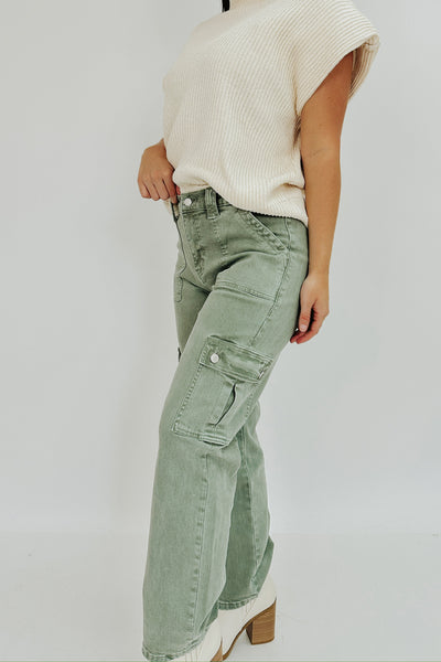 Dixie High Rise Straight Leg Cargo Jeans