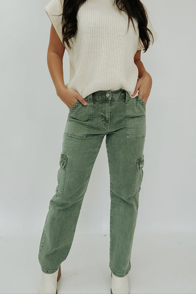 Dixie High Rise Straight Leg Cargo Jeans