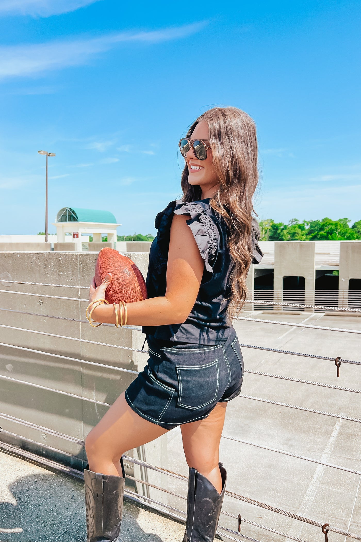 Ruffle Sleeve Sequin Top