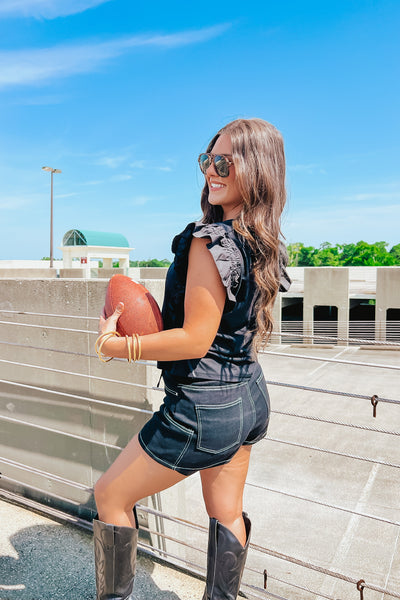 Ruffle Sleeve Sequin Top