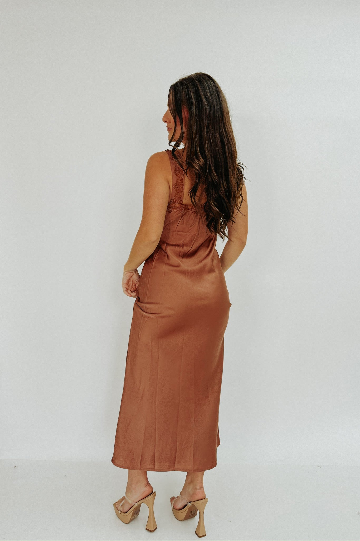 Taking On Sunset Satin Dress