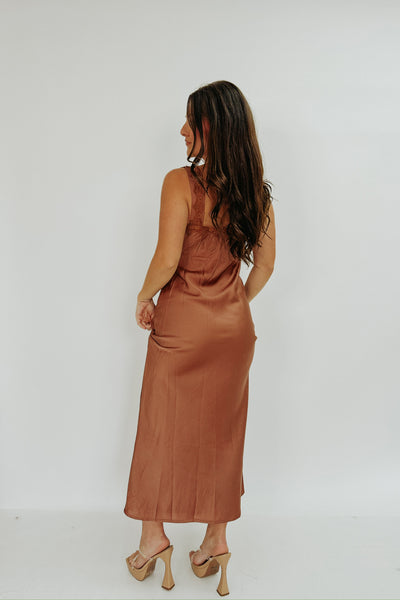 Taking On Sunset Satin Dress