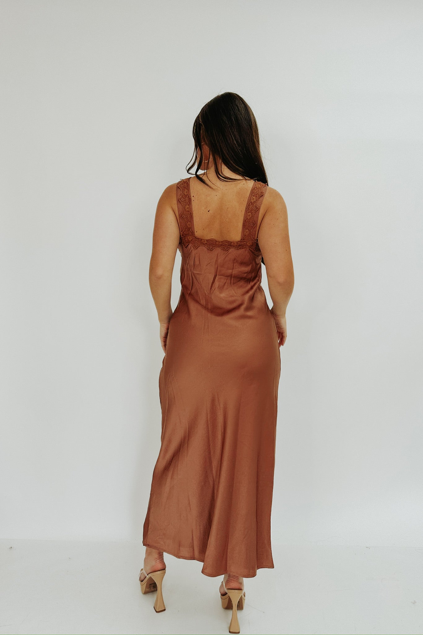Taking On Sunset Satin Dress