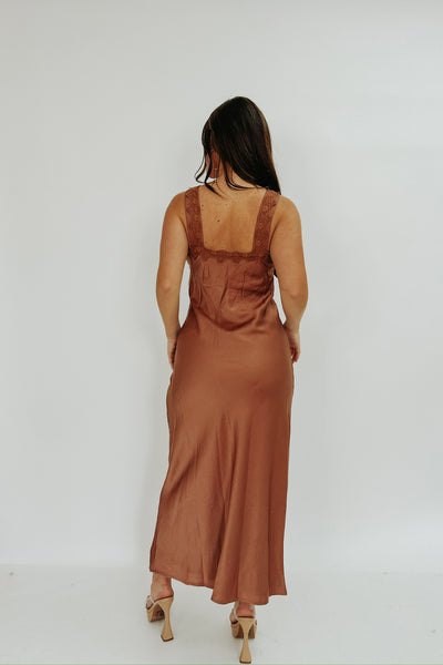 Taking On Sunset Satin Dress