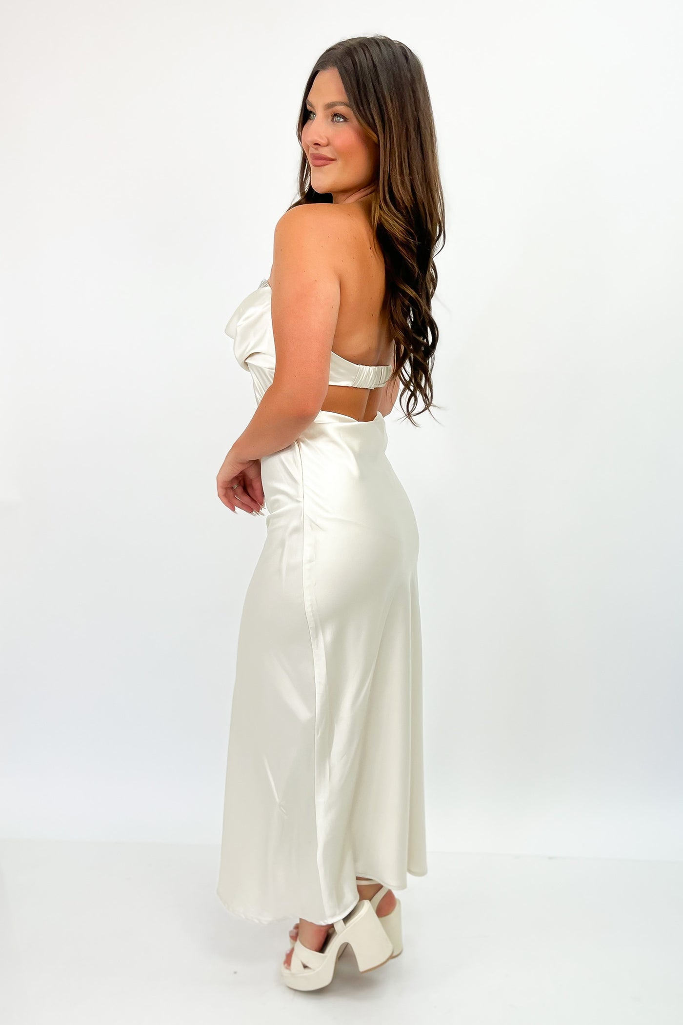 Bring The Champagne Strapless Dress