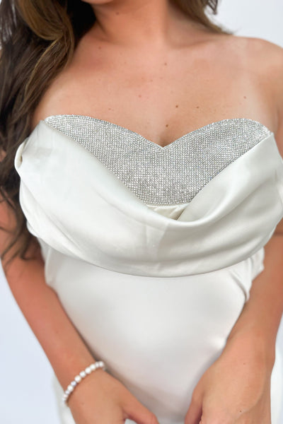 Bring The Champagne Strapless Dress