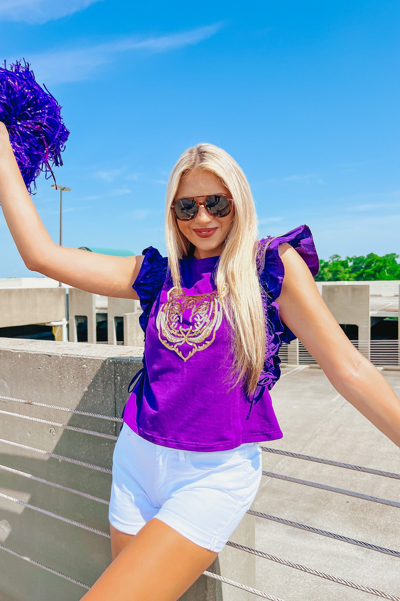Ruffle Sleeve Sequin Top