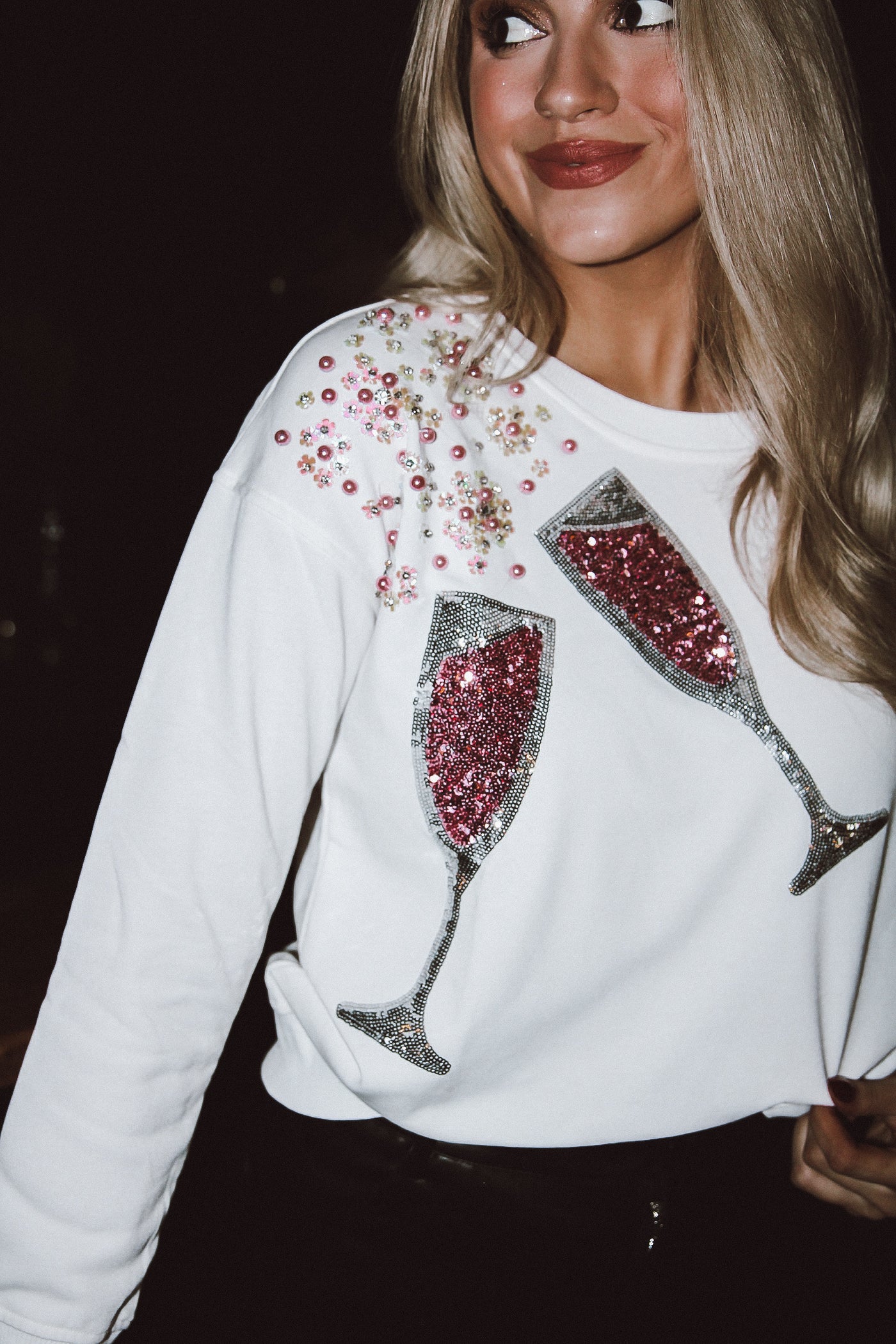 Champagne Bubbly Embellished Pullover