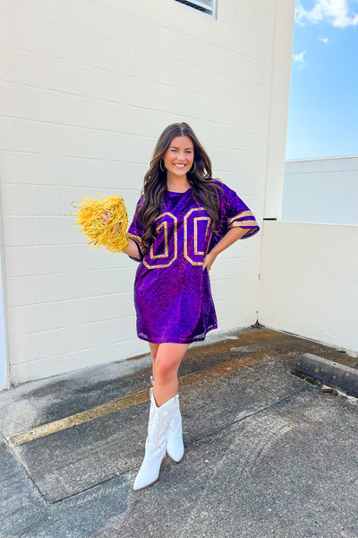 Sequin Game Day Jersey Dress