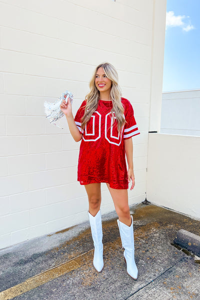 Sequin Game Day Jersey Dress