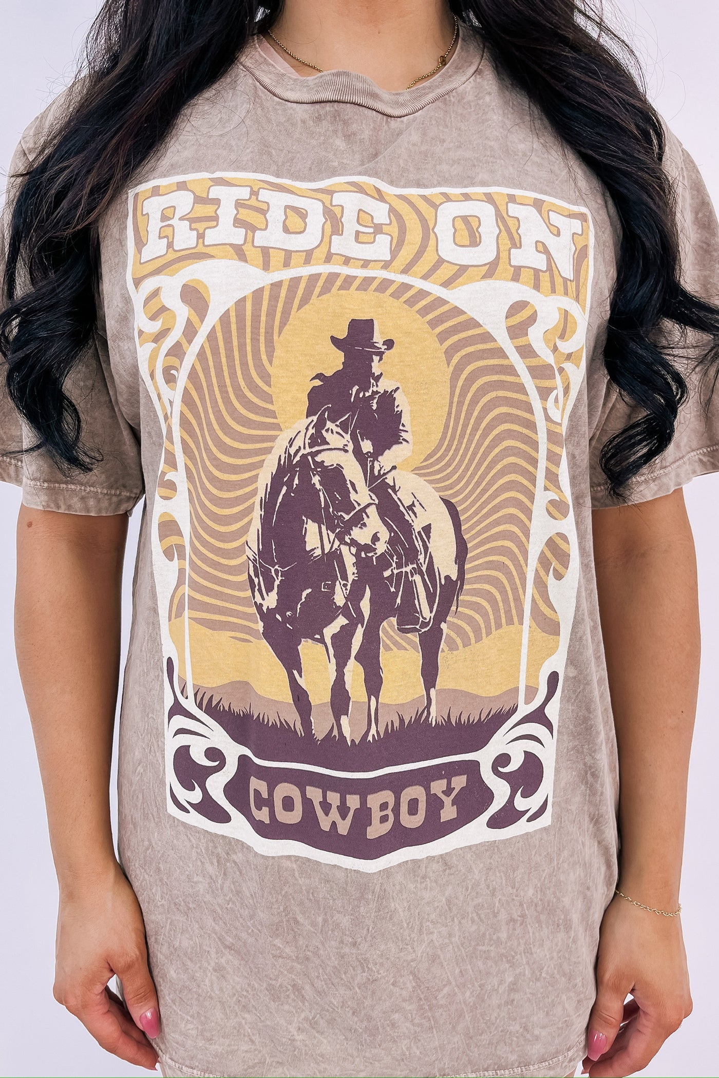 Ride On Cowboy Western Graphic Top