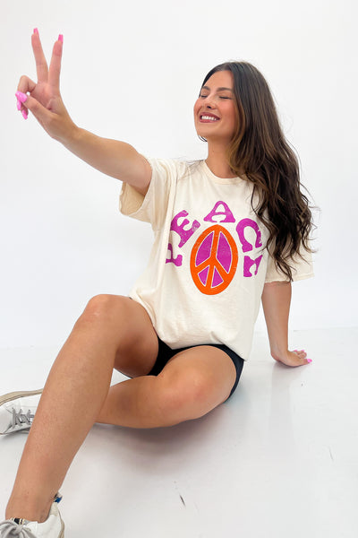 LivyLu Peace Sign Distressed Tee