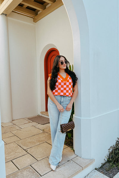 Retro Cutie Checkered Sweater Vest
