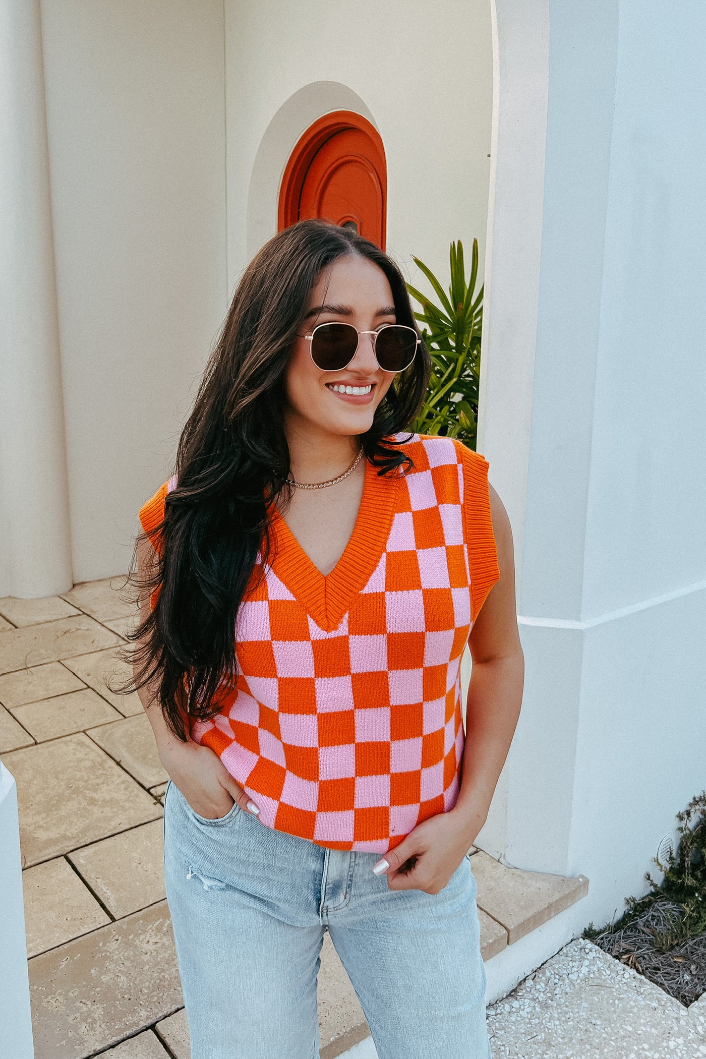Retro Cutie Checkered Sweater Vest