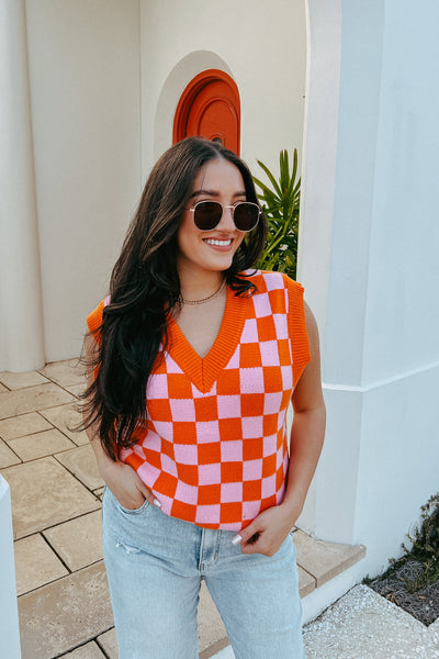 Retro Cutie Checkered Sweater Vest