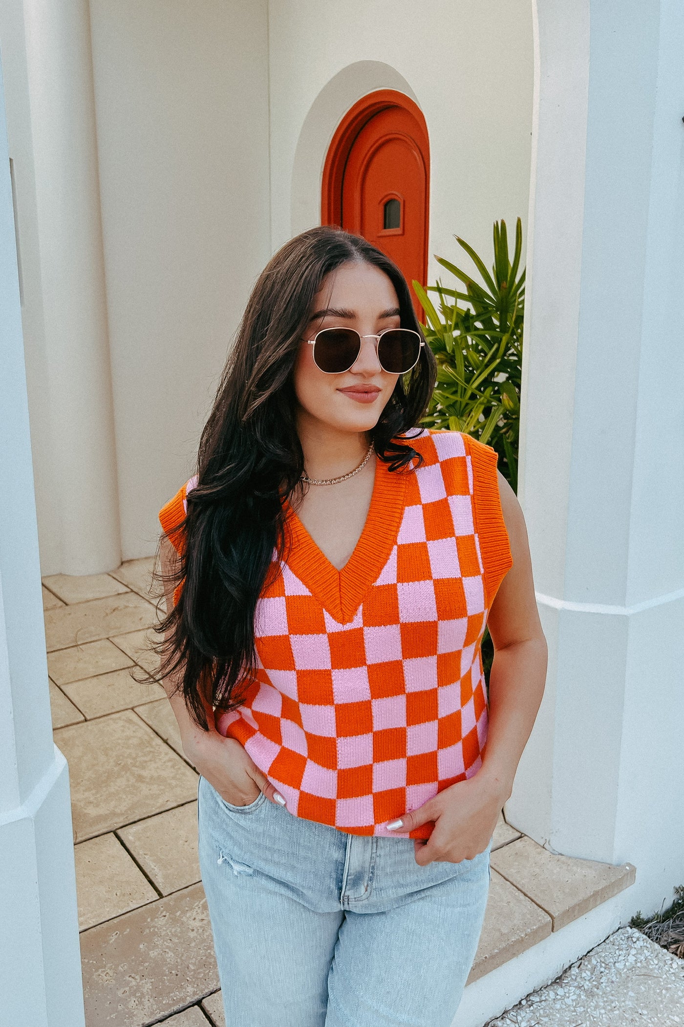 Retro Cutie Checkered Sweater Vest