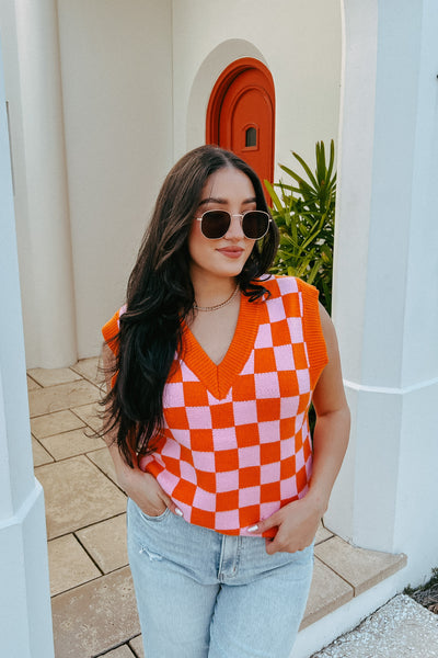 Retro Cutie Checkered Sweater Vest