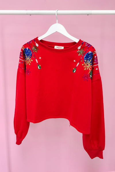 Christmas Wishes & Mistletoe Kisses Sequin Crop Sweatshirt