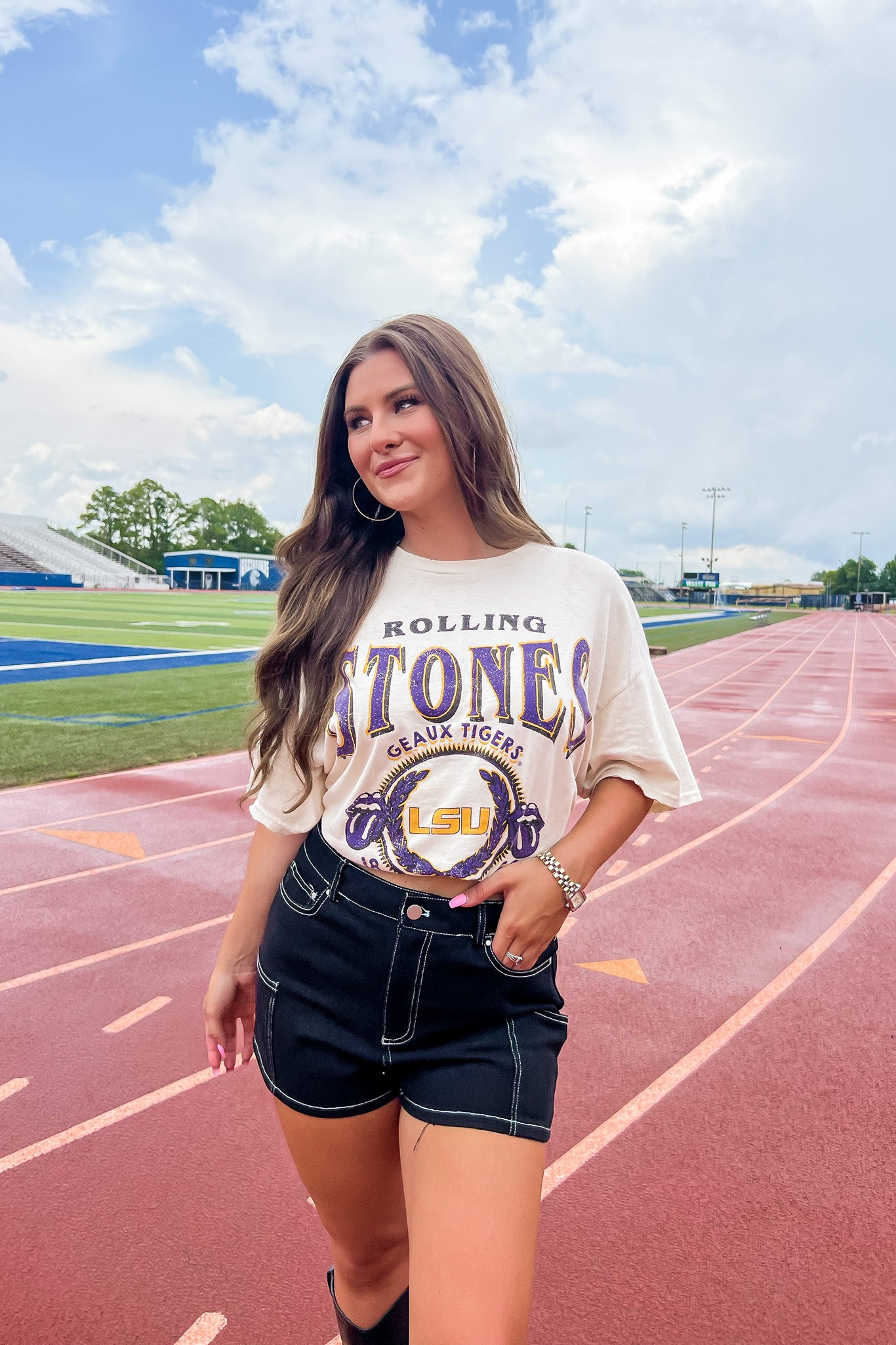 LivyLu Rolling Stones LSU College Vintage Tee