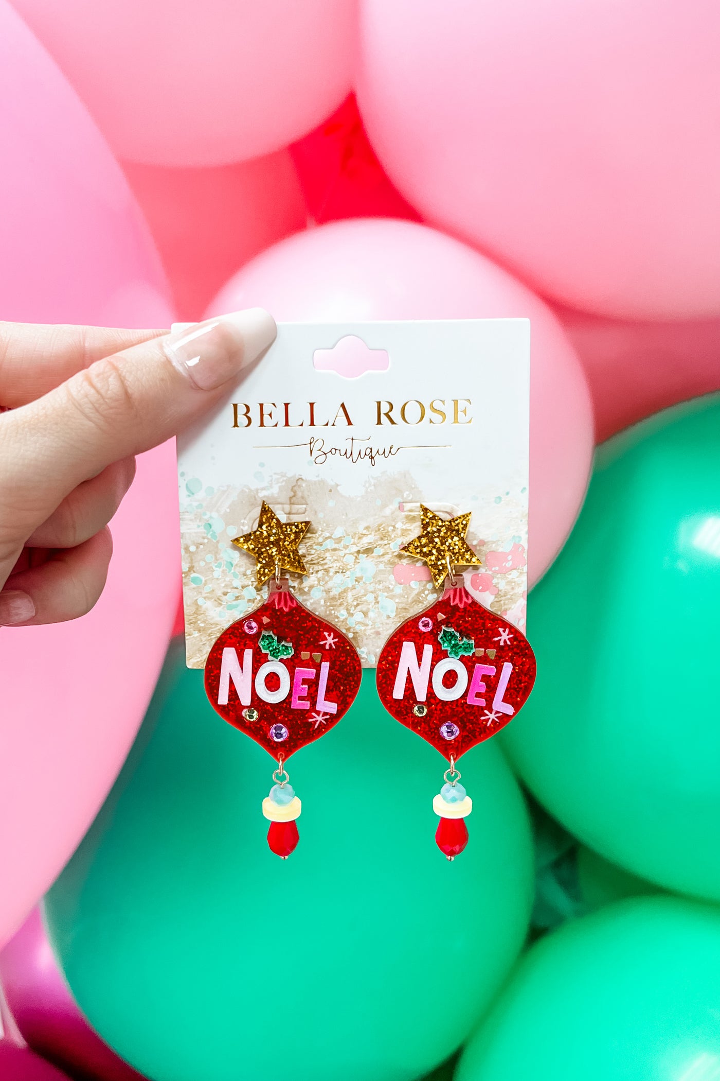 Festive Noel Ornament Acrylic Earrings