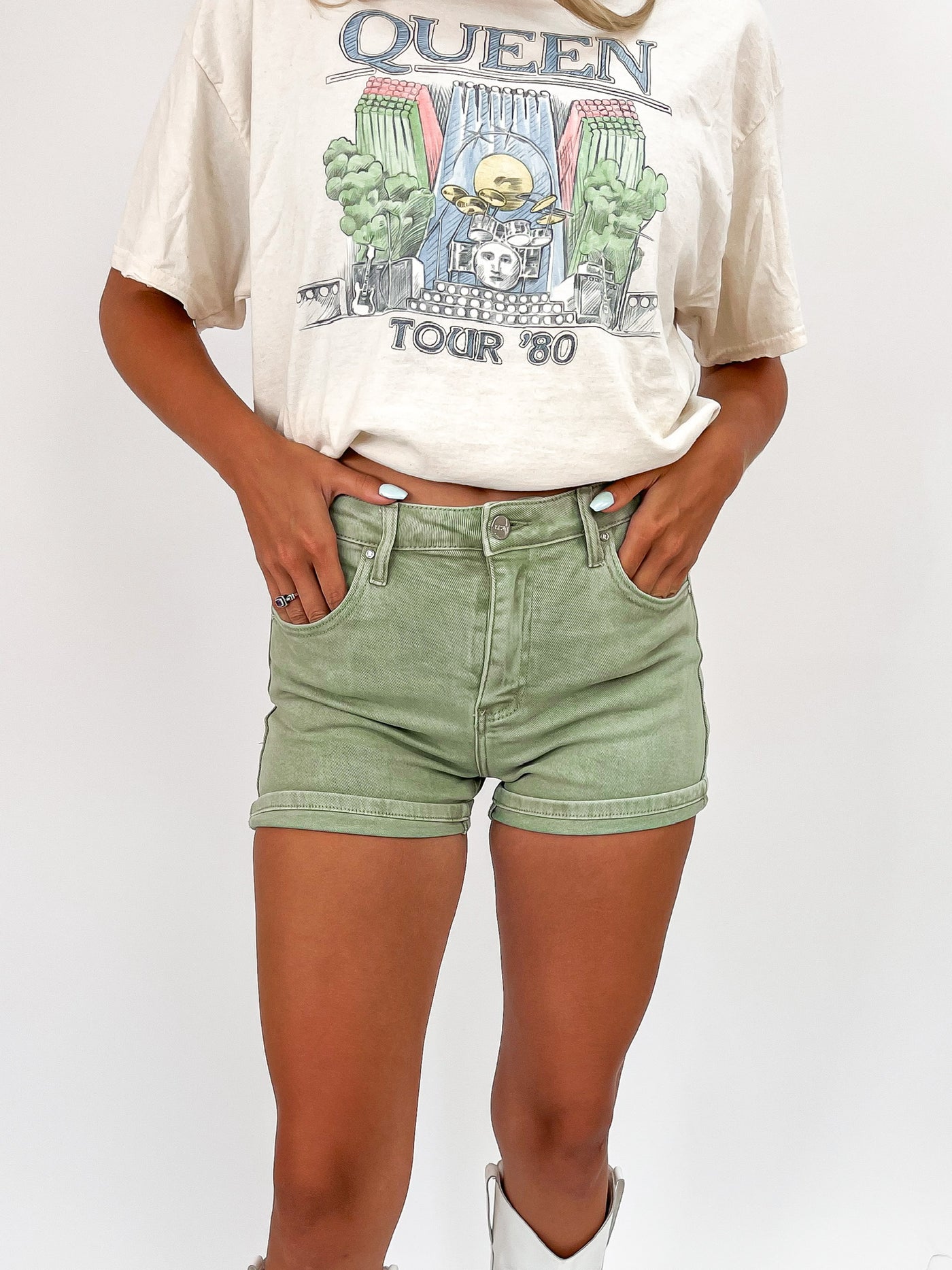 To The Top High Rise Denim Shorts