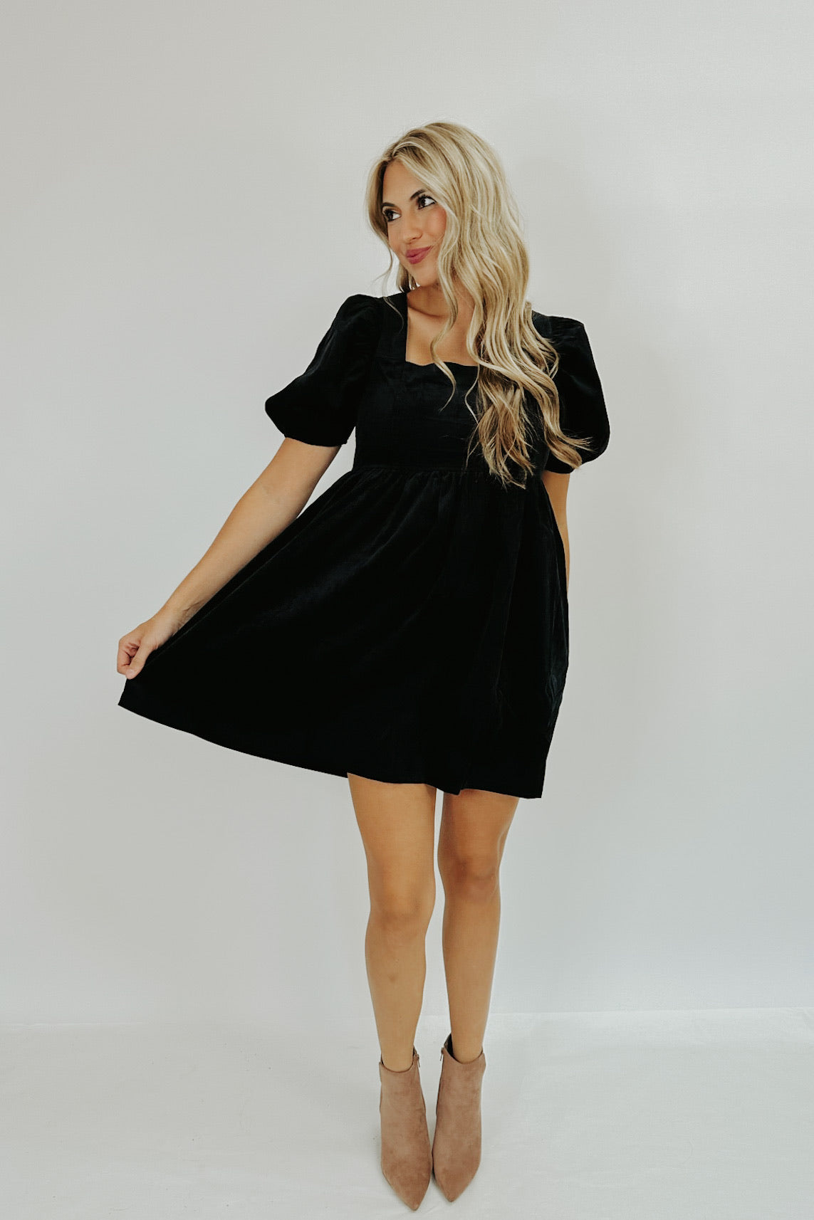 Sweet Anticipation Corduroy Babydoll Dress
