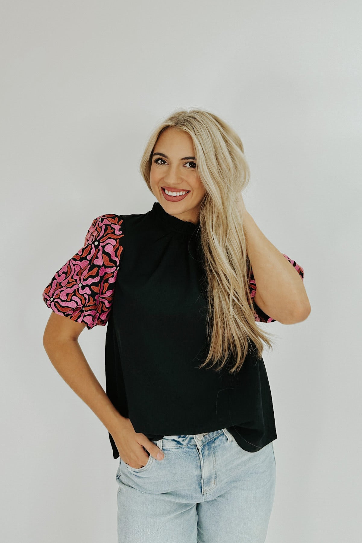 Dancing Flowers Embroidered Blouse