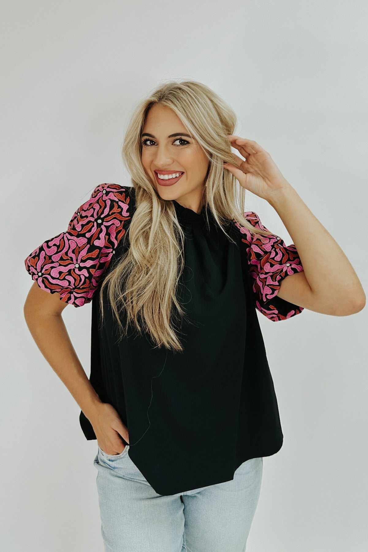 Dancing Flowers Embroidered Blouse