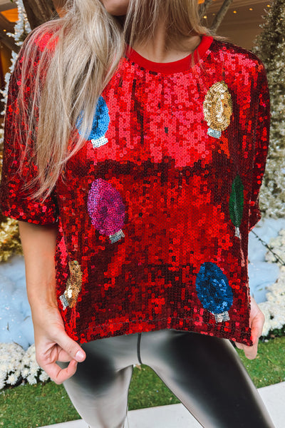 Let Christmas Light Up Your Night Sequin Top