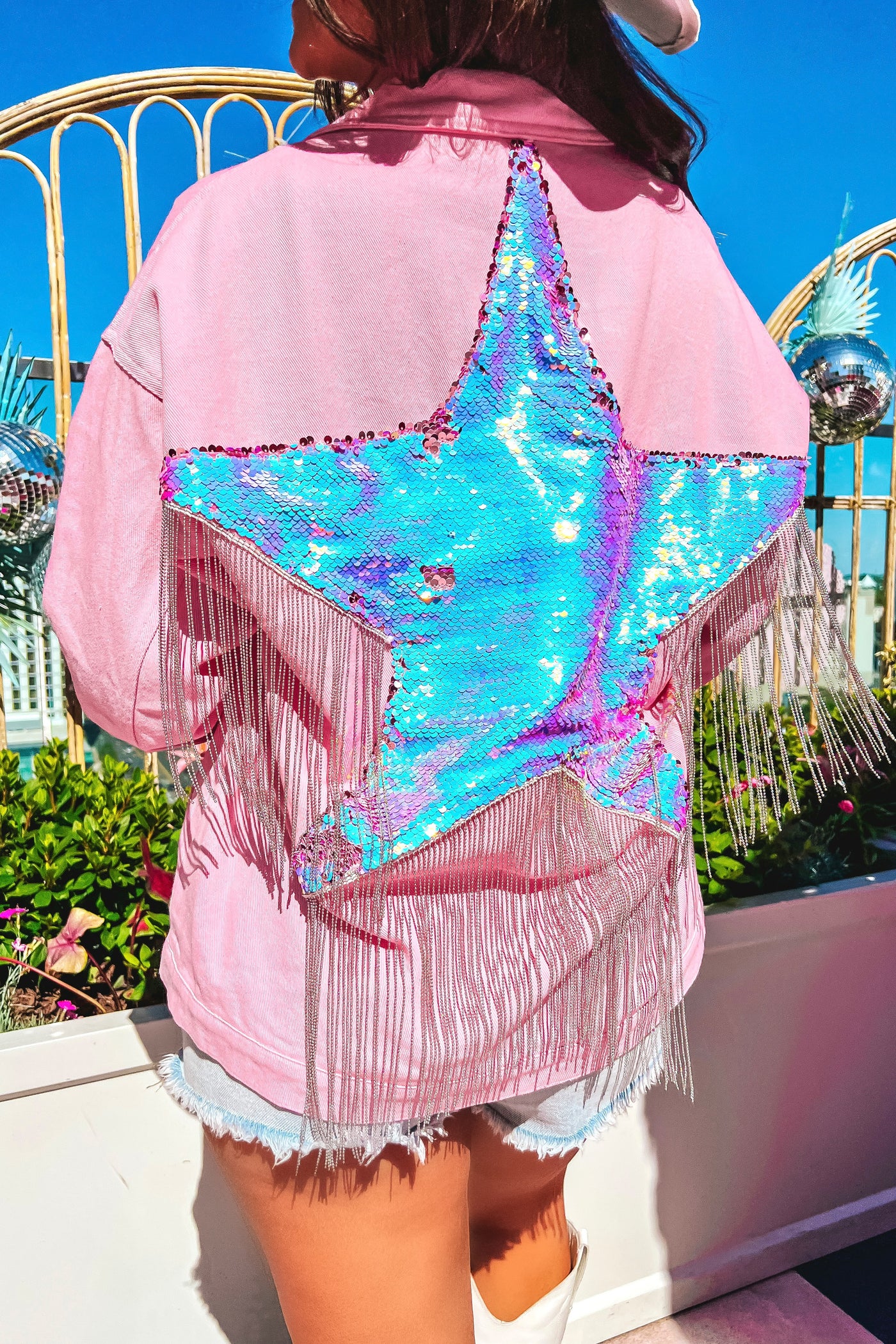 Light Up The Night Sky Sequin Star Jacket