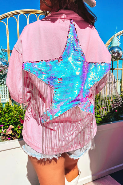 Light Up The Night Sky Sequin Star Jacket