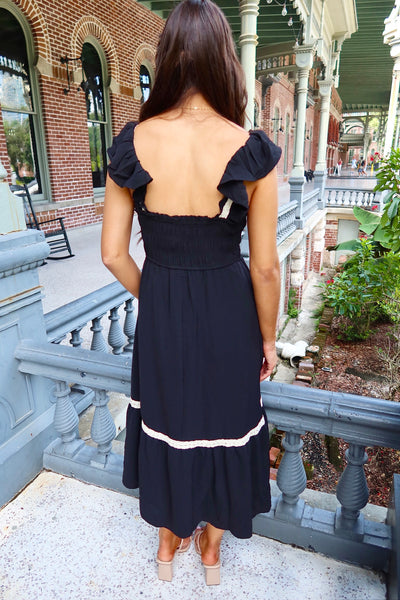 Blowing Kisses Ruffle Midi Dress