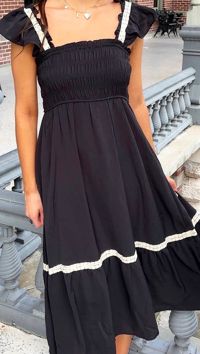 Blowing Kisses Ruffle Midi Dress