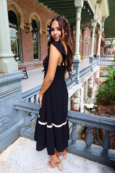 Blowing Kisses Ruffle Midi Dress